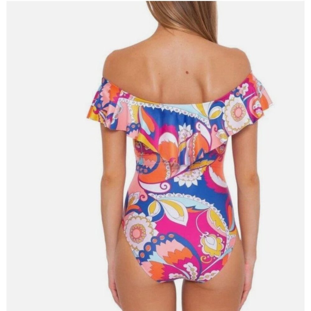 NWT Trina Turk Sevilla Off the Shoulder One-Piece Swimsuit Size 8 $162 - Picture 5 of 9